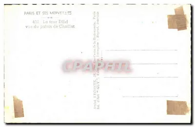 Paryż — Wieża Eiffla widziana z pałacu Chaillot — Wyd. André LECONTE, n°402 — Rewers