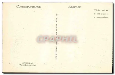 Moutiers — Vista Geral — Imp. Lévy e Neuborgis, Paris — Verso