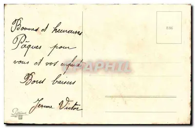 Flores em um vaso — ovo de Páscoa decorado — editor Pittius, n° 886 — Verso