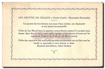 Cuevas del Drach - Majorca — « Mantón chinesco » — editor não visível — Verso