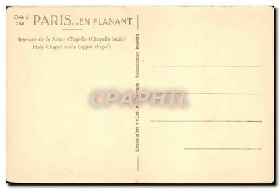 Intérieur de la Sainte-Chapelle — chapelle haute — Édition d'Art YVON, Paris — Verso