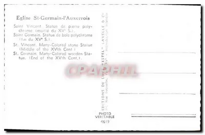 Kościół św. Germaina w Auxerrois — Statuety św. Wincentego i św. Germaina — Wydawnictwo Éditions Photo Véritable — Rewers