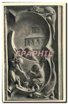 Paris. A Santa Capela — Portal da Capela Alta. Construção da Arca — Serr. Comercial Monuments Historiques, Paris