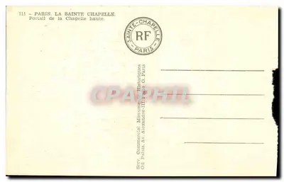 Paris, A Santa Capela — Portal da Capela Alta — editor Serv. Comercial Monumentos Históricos — Verso