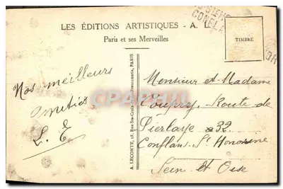 Paris - A Tumba do Soldado Desconhecido - Tomb of the Unknown Soldier - A. L. — Verso