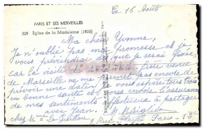 Kościół La Madeleine — Paryż — Wydawnictwo Sztuki Guy, nr 329 — Rewers