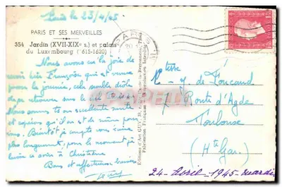 Jardin du Luxembourg — Palais du Luxembourg — Éditions d'Art GUY — Verso