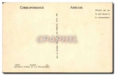 El Puente d'Éna y el Trocadéro — París — Editor LL, n° 1977 — Reverso