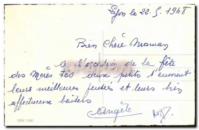 Flores de pensamento — Festa das mães — Imprensa da França, Série 2.400 — Verso
