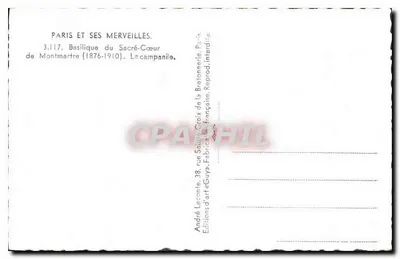Basílica do Sagrado Coração de Montmartre — O campanário — Editor André Lecante, n° 3.117 — Verso