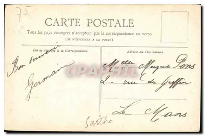 PARIS — Pomnik Gambetta — wydawca Germania, numer serii nie widoczny — Rewers