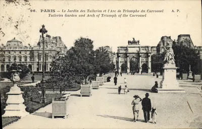 Paris — Le Jardin des Tuileries et l'Arc de Triomphe du Carrousel — A.P. n°96