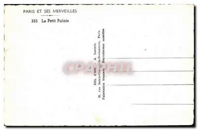 Mały Pałac — Paryż — Wydawca A. Leconte, nr 333 — Rewers