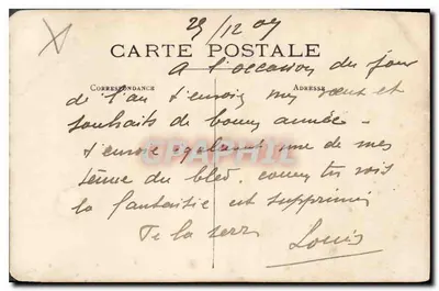 Homem em traje local — palmeraie — carta postal datada 25/12/09 — Verso