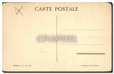 Djamaa — krajobraz z palmami i jeziorem — Agenda P. L. M. 1930, Cl. Prouho — Rewers