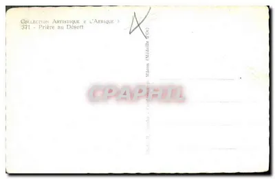 Modlitwa w Pustkowiu — Kolekcja Artystyczna «L'Afryka» — Fotografia R. Lombardo, Mâcon — Rewers