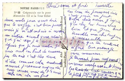 Parigi — Crepuscolo sul ponte Alexandre III e sulla Torre Eiffel — Marco — Verso