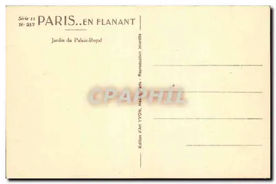 CPA Paris Jardin du Palais Royal — Verso