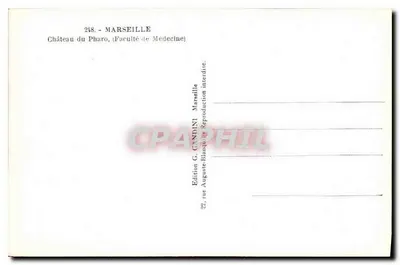 Zamek Pharo — Wydział Lekarski — Wydawnictwo G. Candini, Marsylia — Rewers