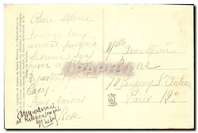 Kaplica w Lisieux — Teza św. Teresy — wydawnictwo niewidoczne — Rewers