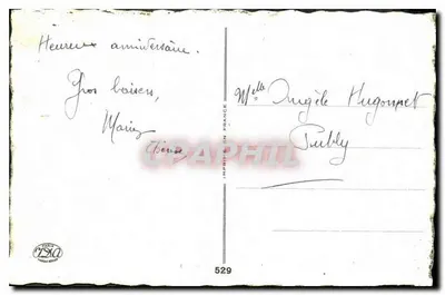 Bukiet pivoine i fiołków — wydawca Paris 1920, nr 529 — Rewers