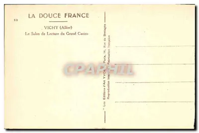 CPA Vichy Allier le Salon de Lecture du Grand Casino — Verso