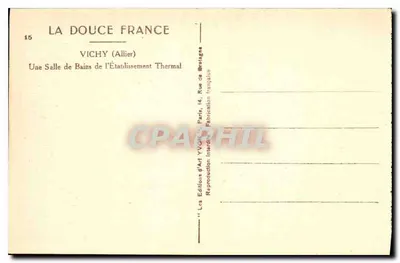 Sala kąpieli w zakładzie termalnym w Vichy — Vichy (Allier) — Wydawnictwo Art Yvon, Paryż — Rewers