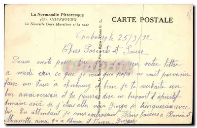 Nowa Portowa Stacja i port – Cherbourg – Wydawnictwo Normandie Pittoresque — Rewers