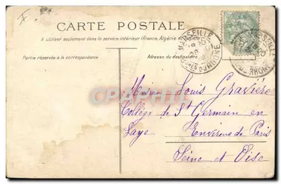 Marsiglia. La Chiesa dei Riformati e Monumento dei Mobiles — Edizione C. Marlière - Marsiglia — Verso