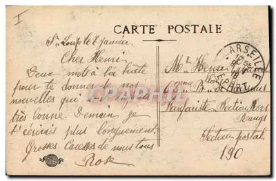 Marseille — La Corniche — widok skał i portu — nieznany wydawca — Rewers
