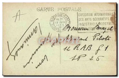 Marseille - La Corniche - Le Prophète — widok z Corniche z wieżą Prophète i sosnowym drzewem na pierwszym planie — Rewers