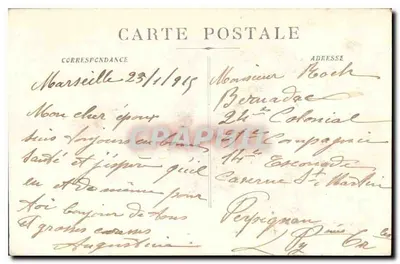 Marselha — As margens da Corniche (um dia de mistral) — Edição das Novas Galerias, n° 159 — Verso