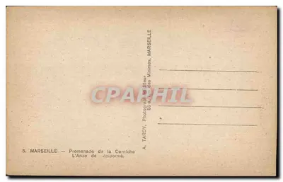 Marsylija — Promenada Corniche — L'Anse de la Mèdorme — A. TARDY, Fotograf, 50, rue des Minimes, Marsylija — Rewers