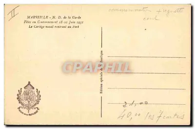 Notre Dame de la Garde — A capela e o forte em 1777 — Edição especial da Basílica — Verso
