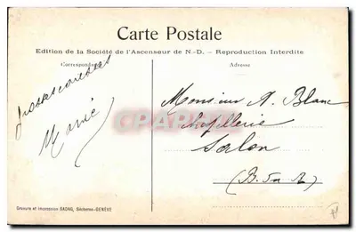 Marseille — Lift van N.D. de Garde — Uitgave van de Maatschappij van de Lift N.D. — Achterkant
