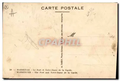 Marseille — O Porto e Nossa Senhora da Guarda — A. TARDY, Editor de Fotografias, 54, Rue des Minimes — Verso