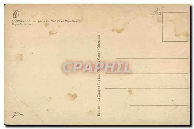 Marsiglia — La Rue de la République — Canale del Grépene — Edizione 'La Cigogne' — Verso