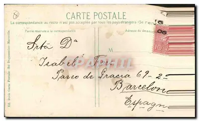 MARSEILLE - Rue de la République — animowany widok z budynkiem z balkonami — wyd. Dock Carte Postale — Rewers