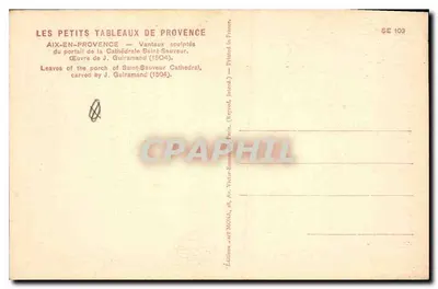 Aix-en-Provence — Portail da Catedral São Salvador — Editor Mona, n° SE 103 — Verso