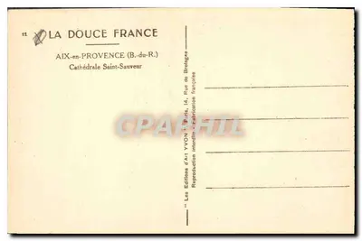 Aix-en-Provence — Catedral de San Salvador — Ediciones de Arte YVON — Reverso
