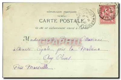 Marselha - O Farol de Santa Maria — Fototipo E. Larouss 79 — datada 9 de Setembro de 1902 — Verso