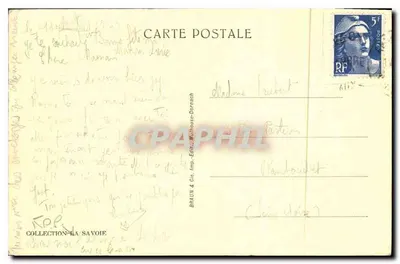 Lago de Annecy — Puerto de Talloires y la Montaña d'Entrevernes — Braun & Cie, Imp. Edt. Mulhouse-Dornach — Reverso