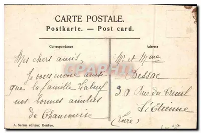 Chamonix — La Flégère — A. Serrus, wydawca, Genewa — Rewers