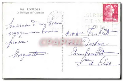 Lourdes — Objawienie Najświętszej Panny Maryi — Wydawnictwo P. Doucet — Rewers