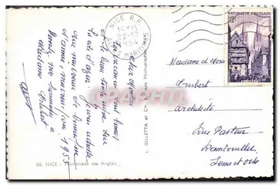 Nice - Promenade des Anglais — vista del puerto y del ferry — editor L. Gilletta & Cie, n°66 — Reverso
