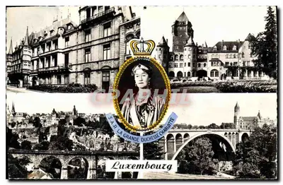 Luxemburgo — Vista geral do Palácio Real, do Ponte Adolphe e da Caixa de Poupança — S.A.P. A Grande Duquesa Charlotte