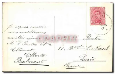 Mons — Igreja de Santa-Waudru — Carta postal — Verso