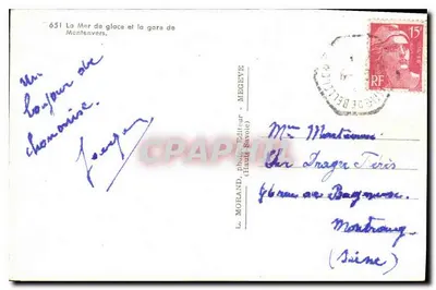 Morze lodowe i stacja Montenvers — L. Morand, wydawca (Wysokie Savoie) — nr 651 — Rewers