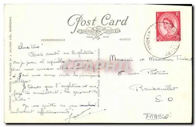 Toegang en kapel, King's College, Cambridge — uitgever J. Salmon Ltd. n° 13597 — Achterkant