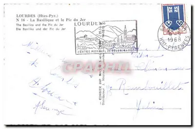 Lourdes — A Basílica e o Pic du Jer — Centro Mundial de Pelerinagens — Verso